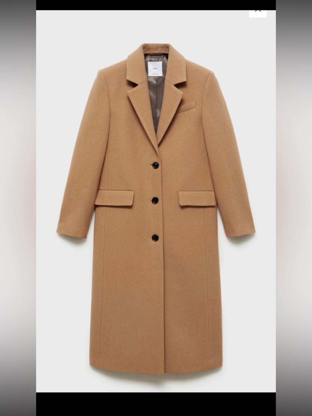 New Mango tailored long wool blend camel coat size M - Picture 2 of 12